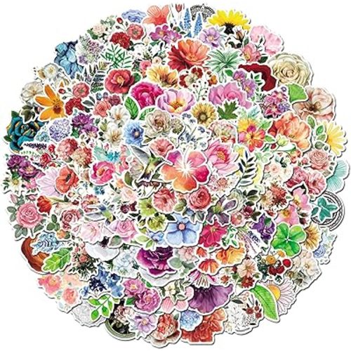 200PCS Flower Stickers Pack Vinyl Decals for Water Bottles Hydroflask Book MacBook Laptop Phone Case