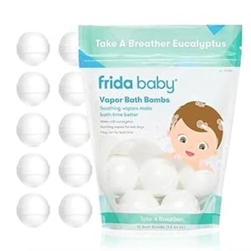 Frida Baby Natural Vapor Bath Bombs for Toddlers & Kids, Eucalyptus Essential Oil Shower Bombs for Aromatherapy, 10 Count - 10 Count (Pack of 1) - Vapor Bath Bombs 10ct