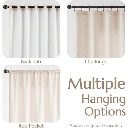 jinchan 100% Blackout Linen Curtains for Bedroom 90 Inches Long Beige Curtains Rod Pocket Back Tab Thermal Insulated Curtains for Living Room Modern Drapes Window Curtain Set 2 Panels Ecru - W50 x L90 - Blackout Ecru