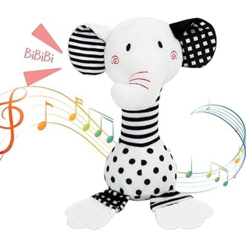 Baby Rattles 0-6 Months,Soft Rattles Shaker for Babies 0-6 Months Newborn Sensory Toys, Elephant Plush Stuffed Rattles Infant Developmental Hand Grip Boys Girls Shower Gift