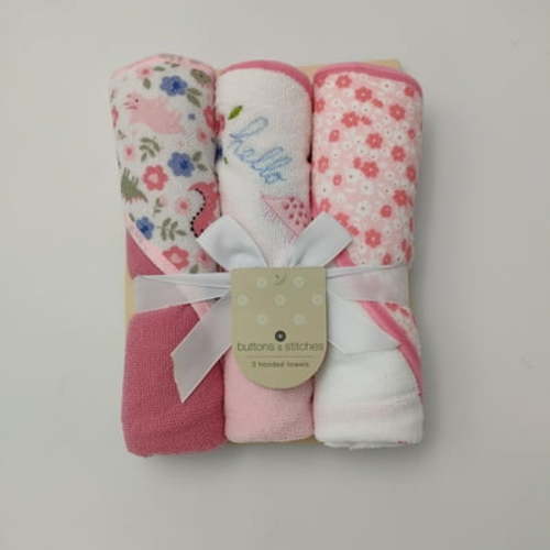 Cudlie Polyester Hooded Towels, Assorted, 3 Count