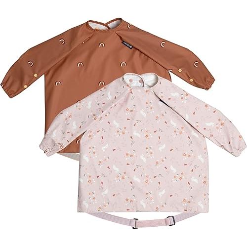 BIBaDO - Long Sleeve Baby Bibs - Babies & Toddlers 6-36 Months - Coverall Baby Led Weaning Bib - Easy Wipe, Soft & Waterproof