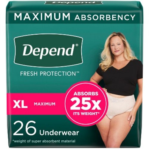 Depend Fresh Protection Adult Incontinence & Postpartum Underwear for Women - Maximum Absorbency - Blush, Size: XL