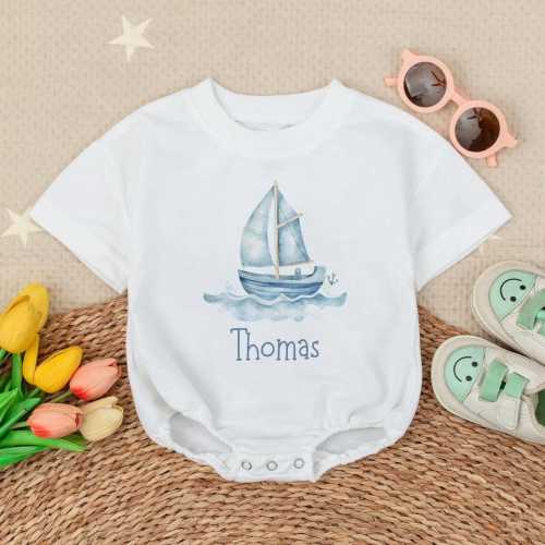 Custom Baby Boy Outfit, Newborn Gift Keepsake, Sailboat Baby Bodysuit, Newborn Clothes Baby Boy, Funny Shirt for Kids, Baby Shower Gift