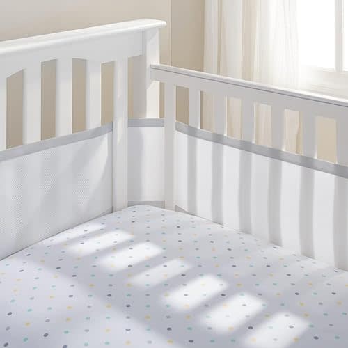 Flickers Crib Mesh Liner, Breathable 3mm Mesh, White (Size 4FS for Full-Size Cribs, Covers 3 or 4 Sides) (Grey)