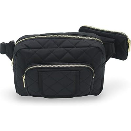Lion & Light Small Diaper Bag, Mini Diaper Bag with Portable Changing Pad, Fanny Pack Diaper Bag for Baby, Toddler Diaper Bags, Travel Diaper Bag, Crossbody Diaper Bag with Wipes Pocket (Black)