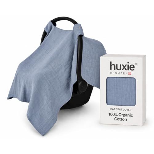 Car Seat Cover Baby - Organic Muslin Cotton - Carseat Canopy - 43" x 32" (Tradewinds)
