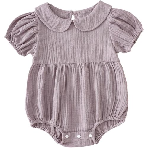 Baby Bubble Romper Collar Bodysuit Infant Muslin Summer Clothes