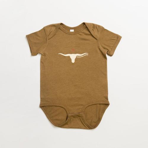 Western Skull Support Farmers Heather Brown Onesie