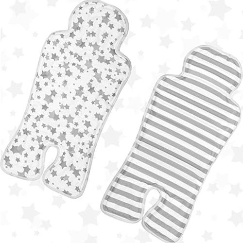 Qunclay 2 Pcs Baby Gel Car Cooler Pad Breathable Seat Mat Universal Car Pad for Babies Multifunctional Baby Stroller Seat Liners Cushion Chair(Gray Star)