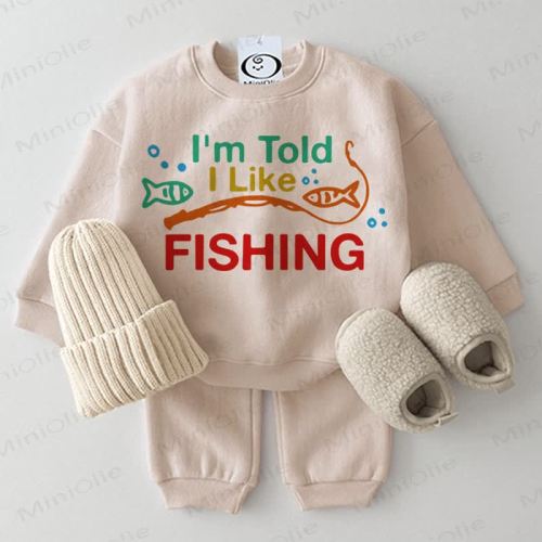I'M TOLD I LIKE FISHING Baby 2-piece Beige Set