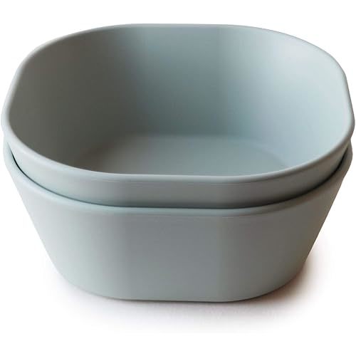 mushie Square Dinnerware Bowls for Kids | Made in Denmark, Set of 2 (Sage)