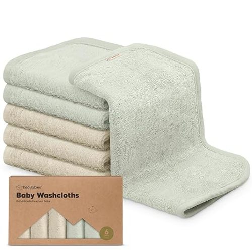 6-Pack Baby Washcloths - Soft Viscose Derived from Bamboo Washcloth, Baby Wash Cloths, Baby Wash Cloth for Newborn, Kids, Bath Baby Towels, Face Towel, Face Cloths for Washing Face(Stone/Dove)