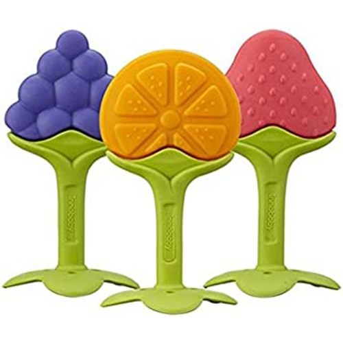 Award Winning Original Teethin’ Smart EZ Grip Fruit Teether by Innobaby - Sore Gum Relief for Front Teeth & Molars with BPA Free Teether Sensory Toy for Babies & Toddlers - Grape/Citrus/Berry