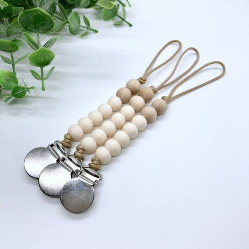 Wood  Silicone Pacifier Clip  finley  Ivory - Etsy