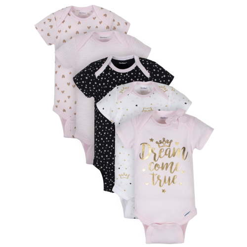 Gerber Baby Girl Organic Short Sleeve Onesies Bodysuits (0-3M)