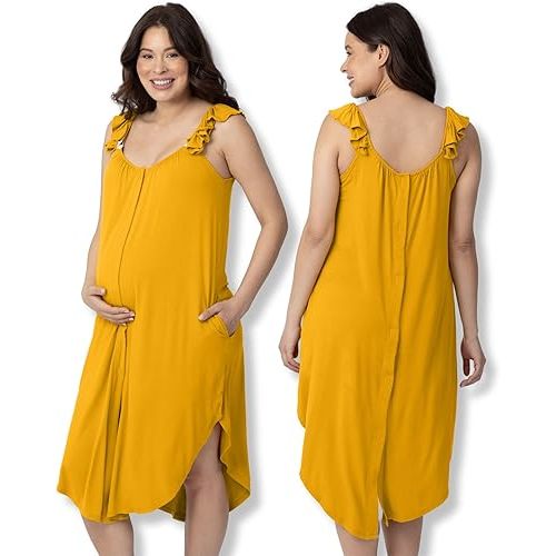 Kindred Bravely Ruffle Strap Labor and Delivery Gown | 3 In 1 Labor, Delivery, Nursing Gown for Hospital