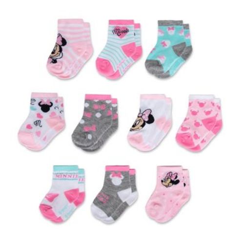 Minnie Mouse baby-girls 10-pack Infant Sock, Multicolor Dark 6-12 Months)