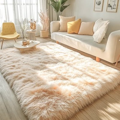 Pentantan Shaggy Area Rugs, 8ft x 10ft Soft Fluffy Indoor Carpet for Living Room Bedroom Decor, Camel