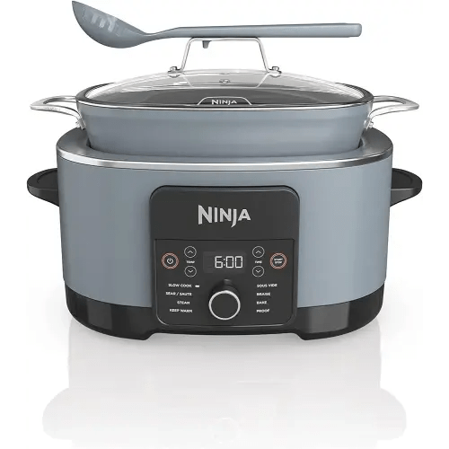 Ninja MC1001 Foodi PossibleCooker PRO 8.5 Quart Multi-Cooker, with 8-in-1 Slow Cooker, Dutch Oven, Steamer, Glass Lid Integrated Spoon, Nonstick, Oven Safe Pot to 500°F, Sea Salt Gray