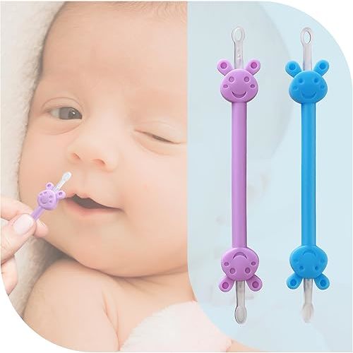 Baby Nose Ear Cleaning Tool 2 Pack - Nasal Booger Ear Clearner Dual Earwax Snot Remover,Suitable for Newborns and Infants with Soft Flexible Silicone Dual Ended Design
