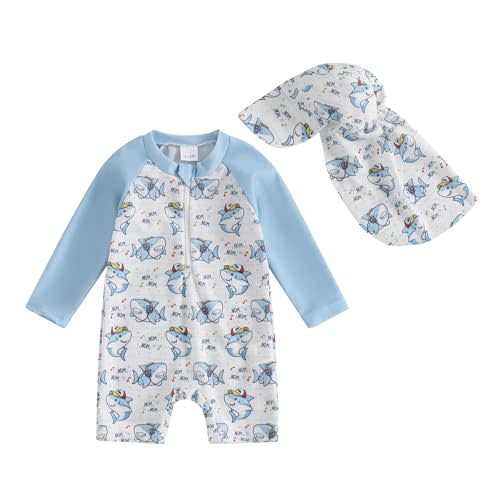 Hnyenmcko Baby/Toddler Boy Rash Guard Swimsuit Long Sleeve One Piece Zipper Swimwear Sunsuit Infant Bathing Suit Beachwear