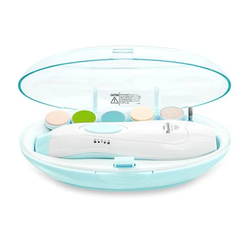 Little Martin’s Drawer Baby Nail Trimmer File with Light - Safe Electric Nail Clippers Kit for Newborn Infant Toddler Kids Toes and Fingernails - Care, Polish and Trim - Battery Operated (AA) - White