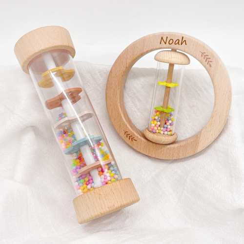 Personalized Baby Rattle New Gift Sensory Toys for Baby Custom Wood New Baby Gifts Baby Shower Gifts Nephew Gifts Newborn Gifts