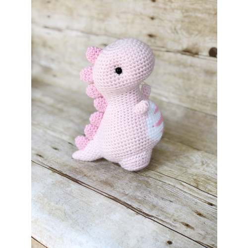 Pink Crochet Dinosaur Toy, Pink Amigurumi Toy Dinosaur Birthday Gift, Dinosaur Nursery Decor for her, Plush Crochet Toy Baby Gift