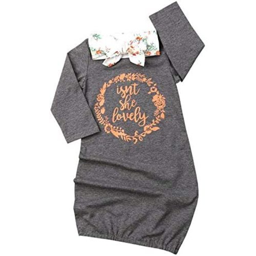 Newborn Baby Girl Isn't She Lovely Floral Nightgowns Headband Sleepwear Sleeping Bag