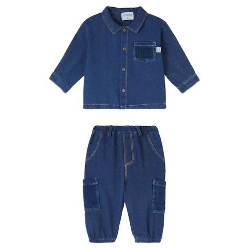 Baby Dobby denim shirt and pants set
