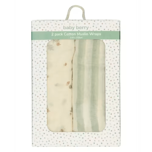 Cream Baby 2Pk 100 Cotton Muslin Wraps | Best&Less™ Online