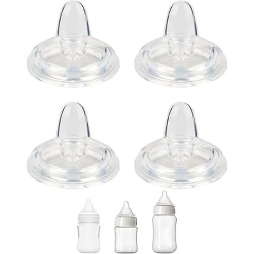 Sippy Nipples for Evenflo Balance Wide Neck Bottles, Soft 100% Silicone Wide Neck Spout Nipples, 6m+, 4 Count
