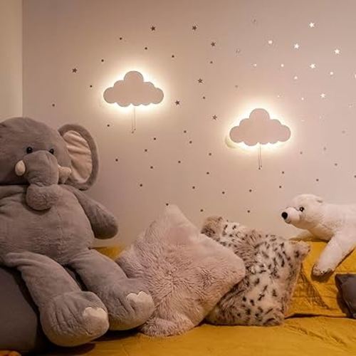 2 Pack Cloud Light - Floating Cloud Wall Lamp for Nursery | Cute Floating Cloud Lamp for Kids Bedroom | Battery-Operated Hanging Cloud Night Lights for Bedroom | Cloud Lamp for Baby Nursery