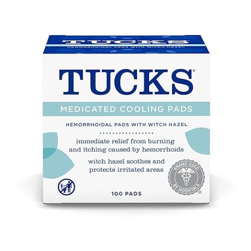 TUCKS Medicated Cooling Pads, 100 Count – Pads with Witch Hazel, Cleanses Sensitive Areas, Protects from Irritation, Hemorrhoid Treatment, Medicated Pads Used By Hospitals