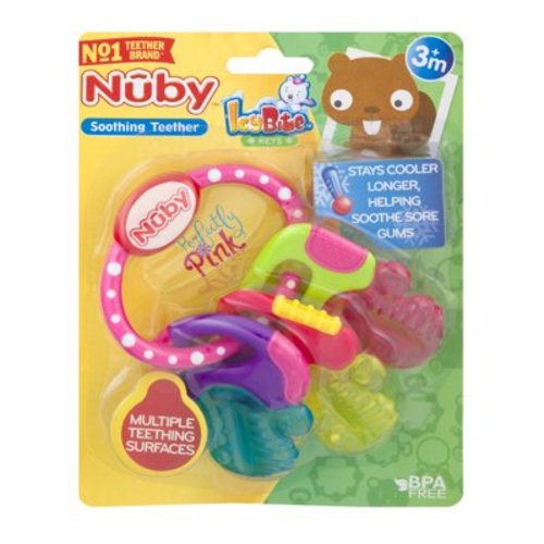 Nuby Soothing Teether, IcyBite Keys, 3+ Months, Perfectly Pink, 1 Teether
