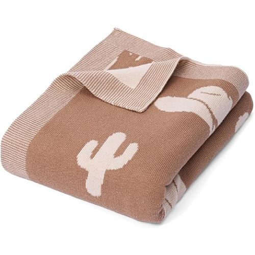 Cactus Jacquard Baby Blanket, 30"x40" Two-Sided Breathable Throw Blanket for Boys and Girls, Newborn Infant Toddler Ideal for Gift