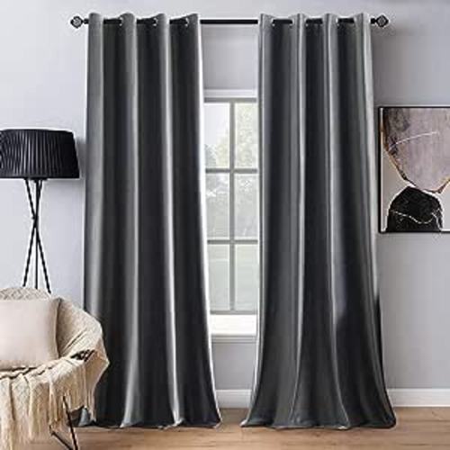 Amazon.com: MIULEE 2 Panels Blackout Velvet Curtains Solid Soft Grommet Grey Curtains Thermal Insulated Soundproof Room Darkening Curtains/Drapes/Panels for Living Room Bedroom 52 x 96 Inch : Home & Kitchen