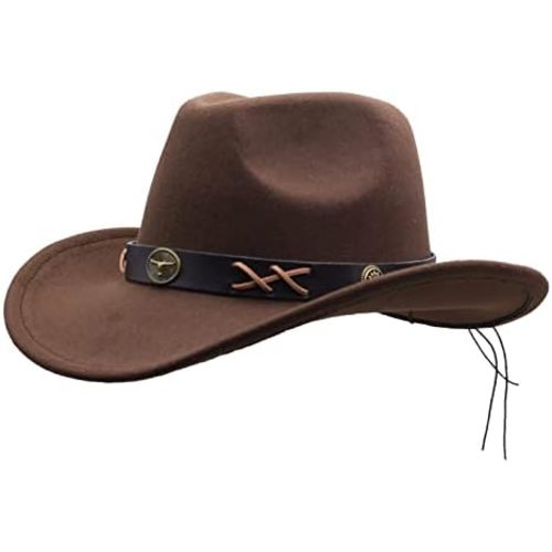 Kids Girls Boys Fur Felt Cowboy Cowgirl Hat Wide Brim Western Style Outback