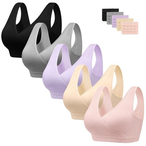 HBselect 5 Pack Nursing Bras for Breastfeeding, Maternity Nursing Sleep Bra Wireless Pregnancy Sleep Bralette