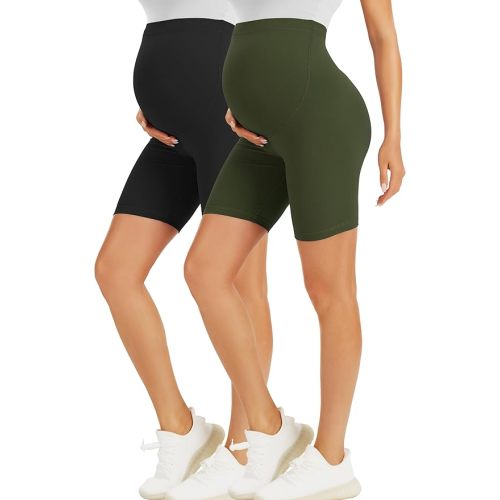 BONVIGOR Maternity Shorts Over The Belly-5" Biker Workout Yoga Active Athletic Pregnancy Short Pants Lounge Pajama