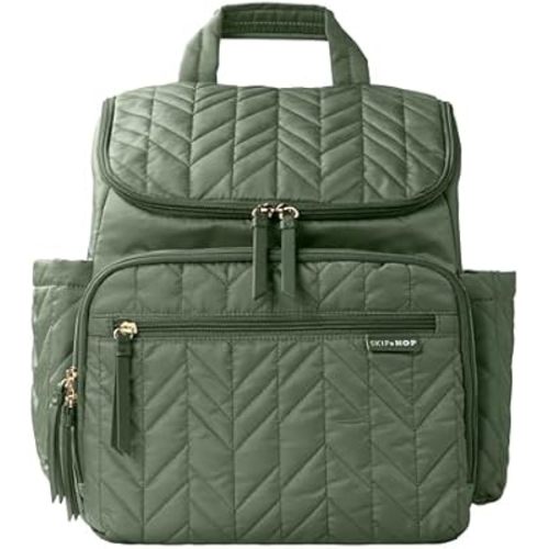 Skip Hop Diaper Bag Backpack: Forma, Multi-Function Baby Travel Bag with Changing Pad & Stroller Attachment, Sage