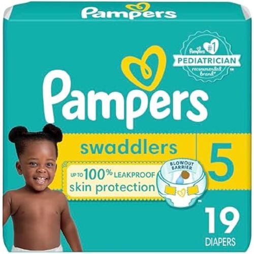 Pampers Baby Diapers - Swaddlers - Size 5, 19 Count, Ultra Absorbent Disposable Infant Diaper