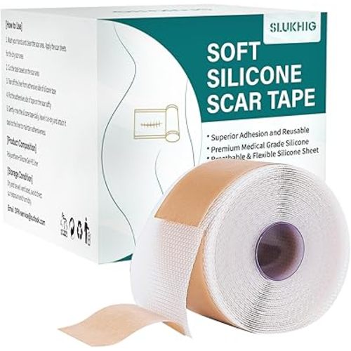 Silicone Scar Sheets (1.6"x 158" Roll-4M), Silicone Scar Tape for Scar Removal Treatment, Reusable Silicone Scar Strips for C-Section, Keloid, Burn, Acne, Surgical Scars