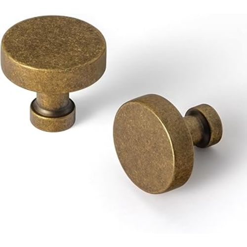 Goo-Ki 6 Pack Antique Brass Cabinet Knob Drawer Knobs - Solid Zinc Alloy Vintage Bronze Retro Single Hole Bar Handles Pull Kitchen Hardware for Closet Wardrobe Dresser Cupboard