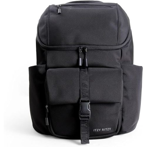 Itzy Ritzy Belong Bucket Backpack – Lightweight Diaper Bag Backpack Featuring 16 Pockets, Bucket Top Opening, Stroller Straps & Changing Pad; Organized and Stylish Everyday Family Backpack (Black)