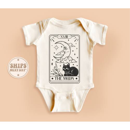 Tarot Card Baby Onesie®, (Size: 6m), The Moon Onesie®, Boho Celestial Baby Bodysuit, Cute Natural Mystical Onesie® #TLC02092