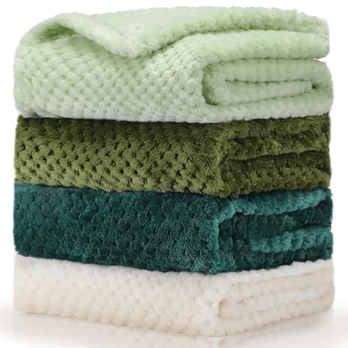 Frienda 4 Pcs Baby Fuzzy Blanket Fluffy Baby Blanket for Boys Girls Soft Warm Baby Receiving Blankets Nursery Bed Blanket Toddler Infant Newborn Receiving Blanket, 32 x 24 Inch(Green Color)