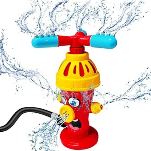 Water Sprinklers Outdoor Toy for Kids, Fire Hydrant Toddler Play Equipment Outside Activities for Backyard Lawn Attaches to Garden Hose Fun Toys for 3 4 5 6 7 8 Year Old Boys Girls Gifts