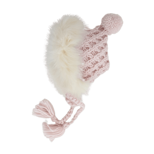 Fur Trimmed Bonnet, Blush